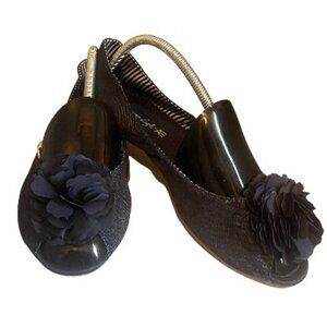 DENIM PEEP -TOE BALLET FLATS